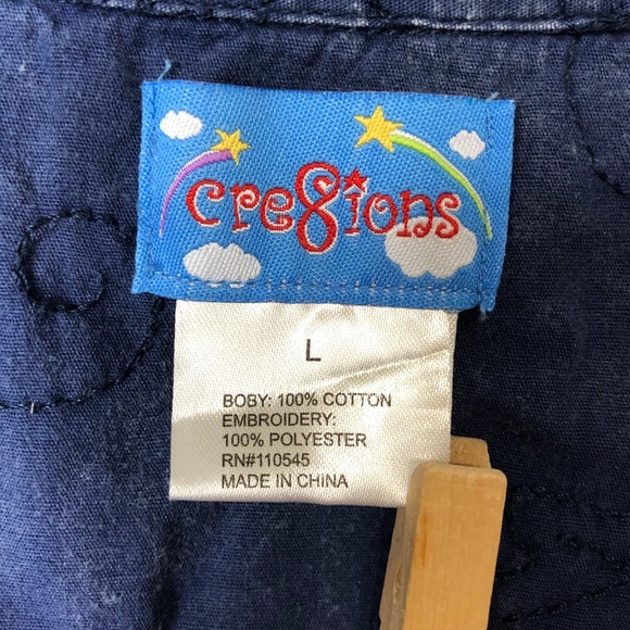 Cre8ions Vintage Denim Chambray Embroider Button Down Top Large Fall Autumn - Picture 9 of 11